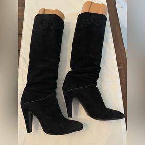 Vintage Sergio Rossi black suede/leather boots.